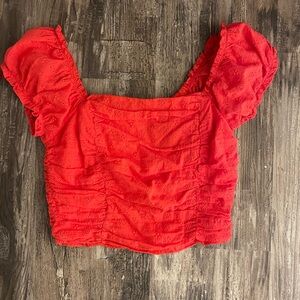 Anthropologie Scarlet Eyelet Puff Sleeve Blouse